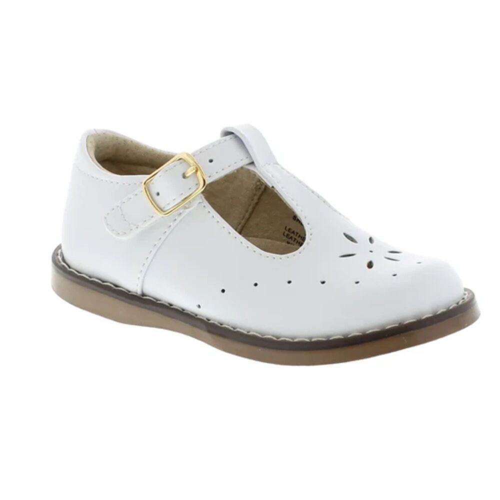 Footmates Sherry White Leather Laser Cut Velcro Mary Janes Toddler 9